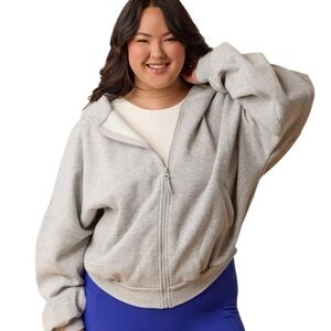 Blogilates Women's Marshmallow Full Zip Hooded Sweatshirt - Heathered Gray L